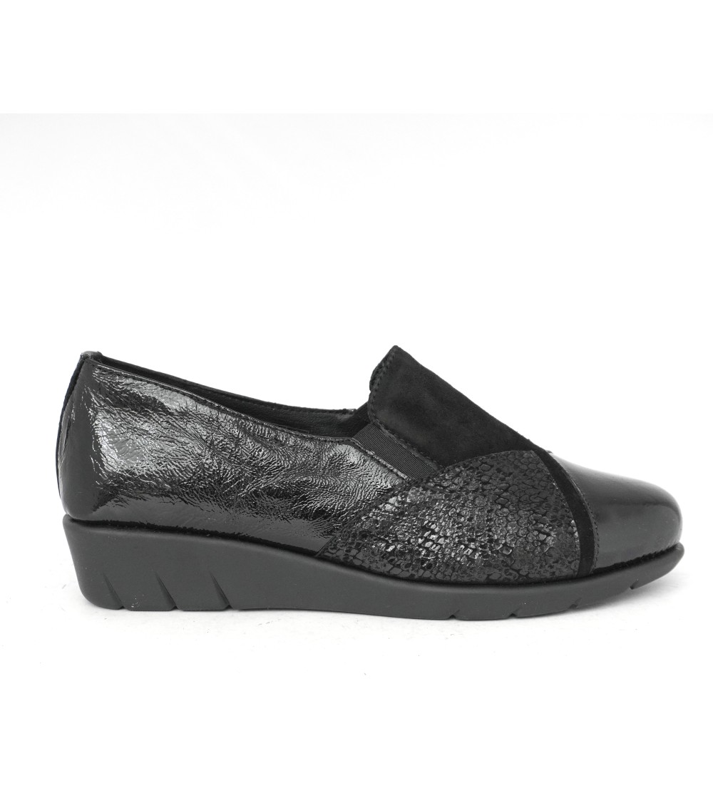 Susimoda Mocassino Slipon Camoscio Morbido Vernice Nero