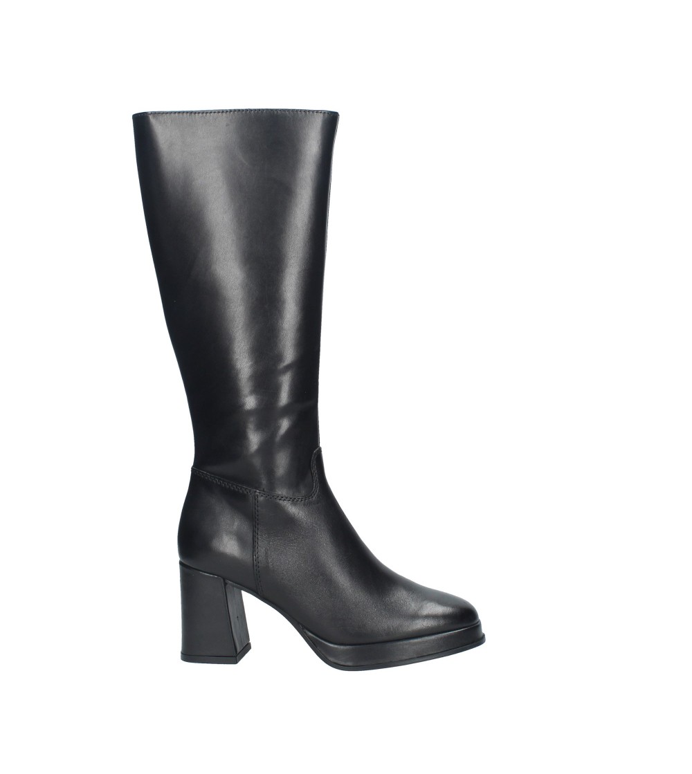 Francesco Brunelli Stivale 4/4 Tacco Largo Plateau Nero