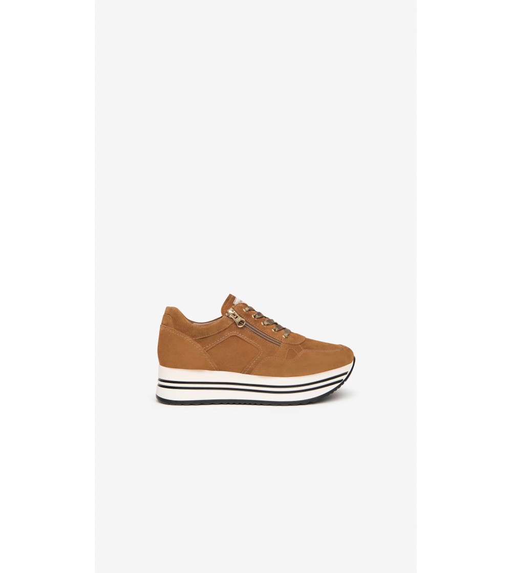 Nero Giardini Sneakers Doppio Volume Hoga Zip Camoscio Malto