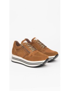 Nero Giardini Sneakers Doppio Volume Hoga Zip Camoscio Malto