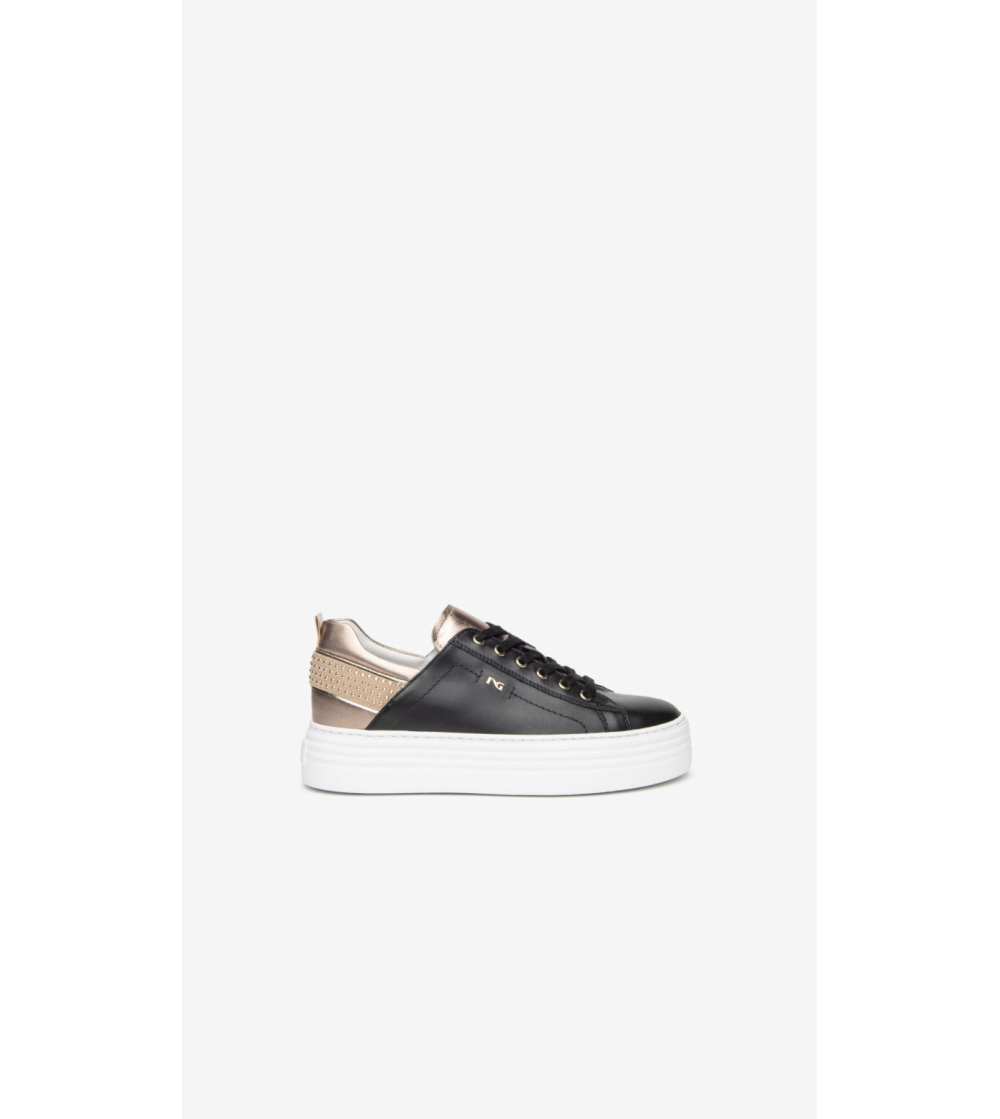 Nero Giardini Sneakers Cassetta Alto Tallone Borchie Nero