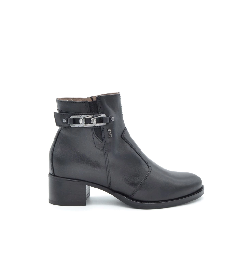 Nero Giardini Tronchetto Medio Accessorio Laterale Pelle Nero