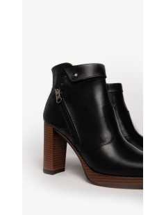 Nero Giardini Tronchetto Tacco Alto Zip Fibbia Stampa Cocco Nero