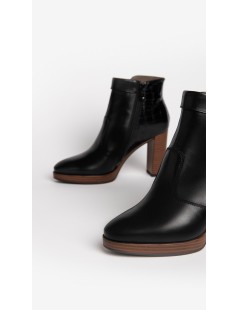 Nero Giardini Tronchetto Tacco Alto Zip Fibbia Stampa Cocco Nero