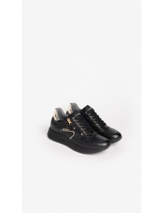 Nero Giardini Sneakers Fondo Medio Zip Logato Oro Nero