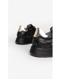 Nero Giardini Sneakers Fondo Medio Zip Logato Oro Nero