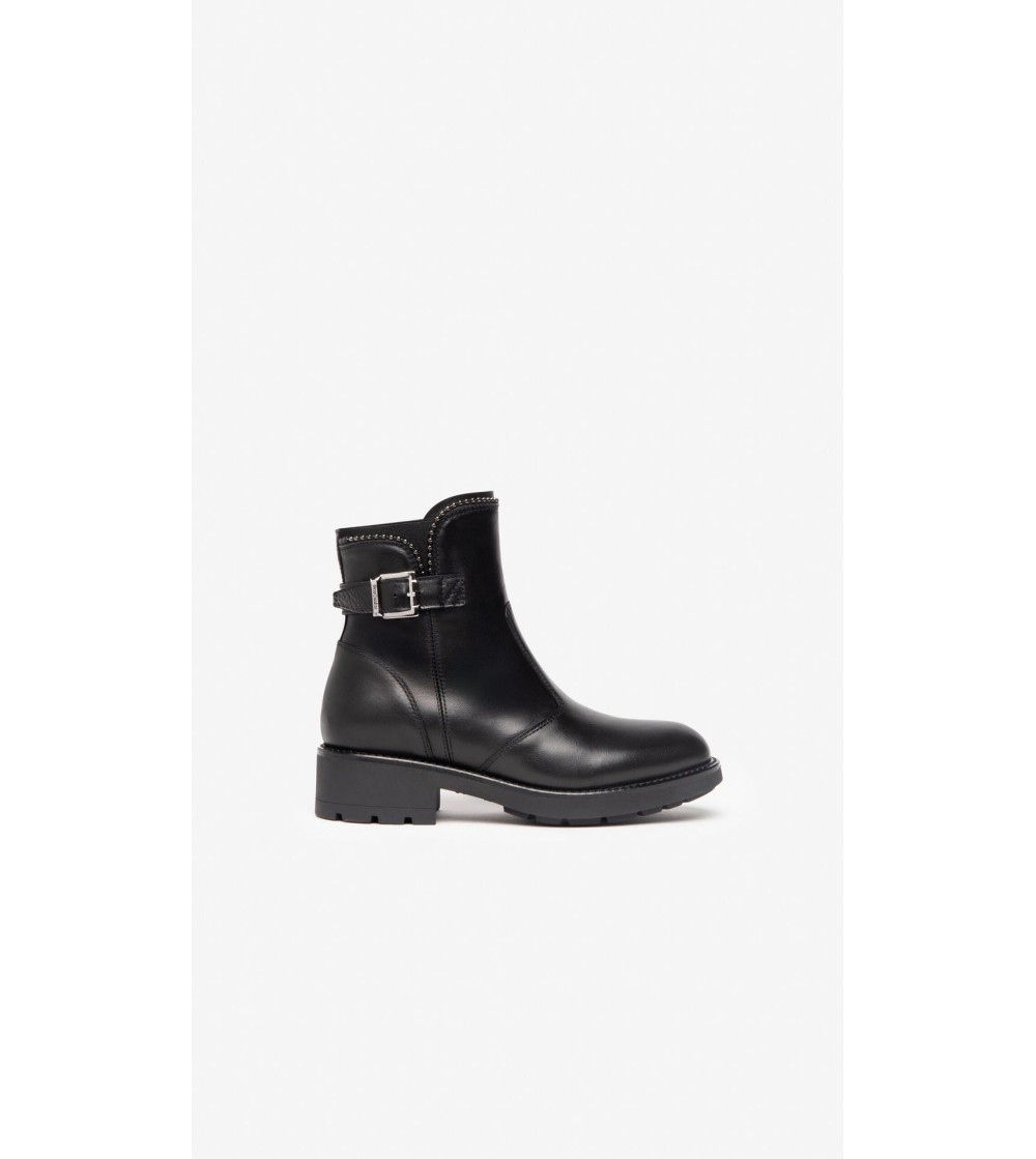 Nero Giardini Tronchetto Tacco Medio Borchiette Pelle Nero