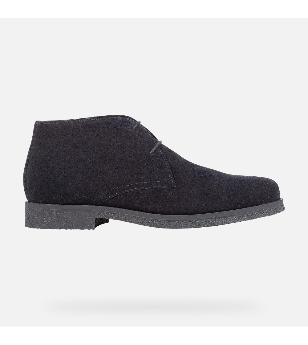 Geox Polacchine Uomo Claudio Camoscio Liscio Crepes Navy