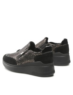 IGI &Co Slipon zip Zeppa Alta Vaschetta Animalier Nero