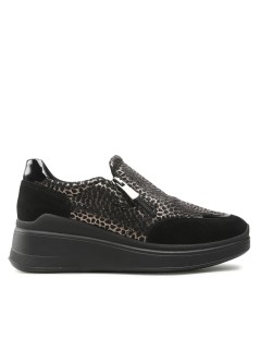 IGI &Co Slipon zip Zeppa Alta Vaschetta Animalier Nero