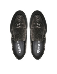 IGI &Co Slipon zip Zeppa Alta Vaschetta Animalier Nero