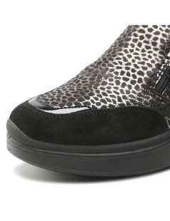 IGI &Co Slipon zip Zeppa Alta Vaschetta Animalier Nero