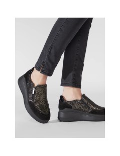 IGI &Co Slipon zip Zeppa Alta Vaschetta Animalier Nero
