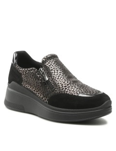 IGI &Co Slipon zip Zeppa Alta Vaschetta Animalier Nero