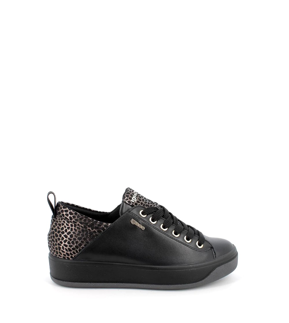 IGI &Co Sneakers Cassetta Media Tallone Animalier Nero