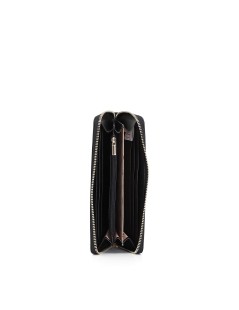CafèNoir Portafoglio Donna Zip-Around Bicolore Saffiano Nero Cipria