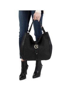 CafèNoir Borsa a Spalla Bimateriale con Monogramma cn 2 Manici Nero