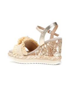 CafèNoir Sandalo Zeppa Alta Sughero Rafia Fiore Naturale