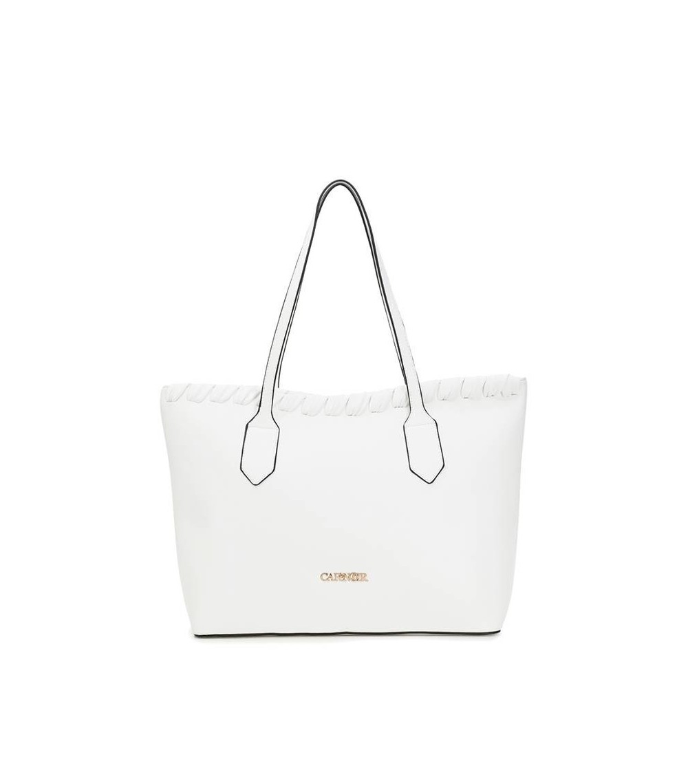 CafèNoir Shopper 2 Manici Profilo con Infilatura Bianco