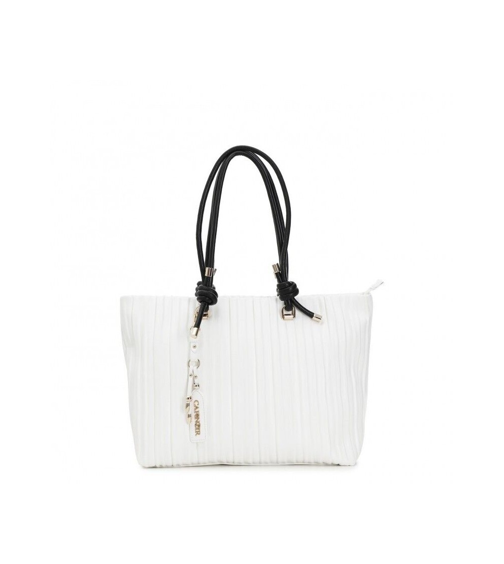 CafèNoir Shopper Plisse 2 Manici Cordoncino Nero Bianco