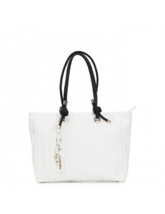 CafèNoir Shopper Plisse 2 Manici Cordoncino Nero Bianco