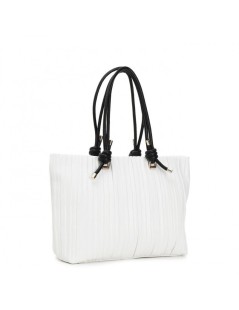 CafèNoir Shopper Plisse 2 Manici Cordoncino Nero Bianco