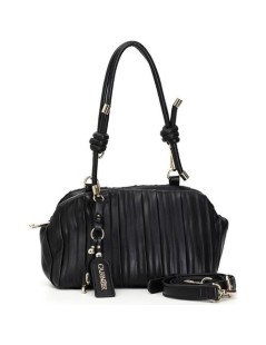 CafèNoir Bauletto Plisse Cerniera e Manico Cordoncino Nero