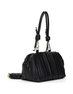 CafèNoir Bauletto Plisse Cerniera e Manico Cordoncino Nero