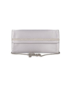 Valleverde Pochette Elegante Raso e Strass Argento
