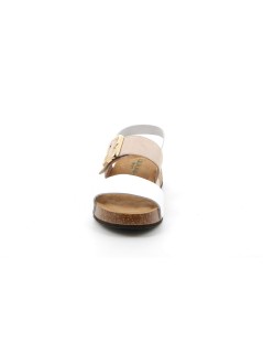 Grunland sandalo zeppa doppia fascia beige