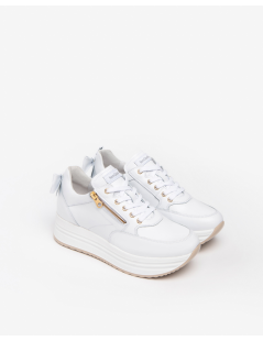 Nero Giardini Sneakers Fondo Alto con Cerniera Fiocco Bianco