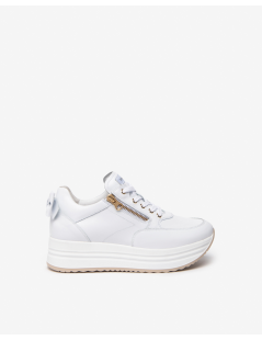 Nero Giardini Sneakers Fondo Alto con Cerniera Fiocco Bianco
