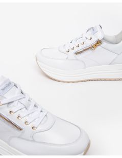 Nero Giardini Sneakers Fondo Alto con Cerniera Fiocco Bianco