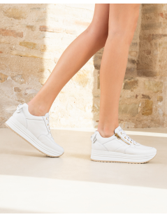 Nero Giardini Sneakers Fondo Alto con Cerniera Fiocco Bianco