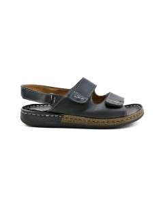 Walksan Sandalo Uomo Cucito 3 Velcro Nappa Nero