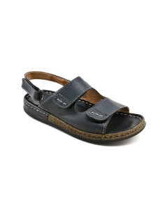 Walksan Sandalo Uomo Cucito 3 Velcro Nappa Nero