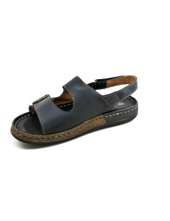 Walksan Sandalo Uomo Cucito 3 Velcro Nappa Nero