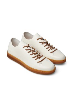 Fabi Sneakers Morbida Lacci Cuoio Fondo Caucciù Bianco