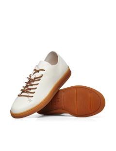 Fabi Sneakers Morbida Lacci Cuoio Fondo Caucciù Bianco