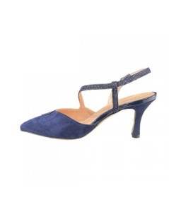 Vernissage Slingback Punta Tacco Medio Camoscio Lurex Blu