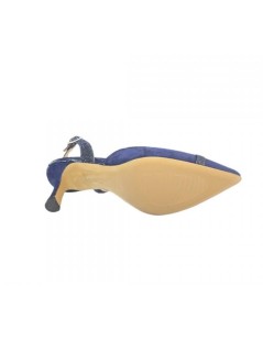 Vernissage Slingback Punta Tacco Medio Camoscio Lurex Blu