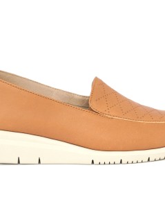 Grunland Mocassino Slipon Traforato Flessibile con Zeppa Cuoio