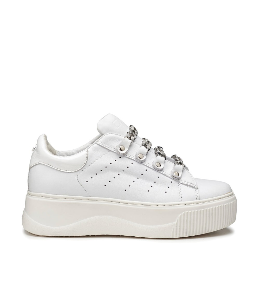 Cult perry 3620 sneakers platform catena strass bianco