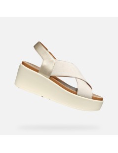 Geox XAND Fascia Incrocio Tallone Laminato con Elastico Sabbia Oro