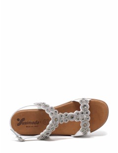 Susimoda Sandalo Gel Doppia T Strass Bianco Argento