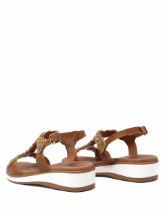 Susimoda Sandalo Gel Doppia T Strass Cuoio Platino