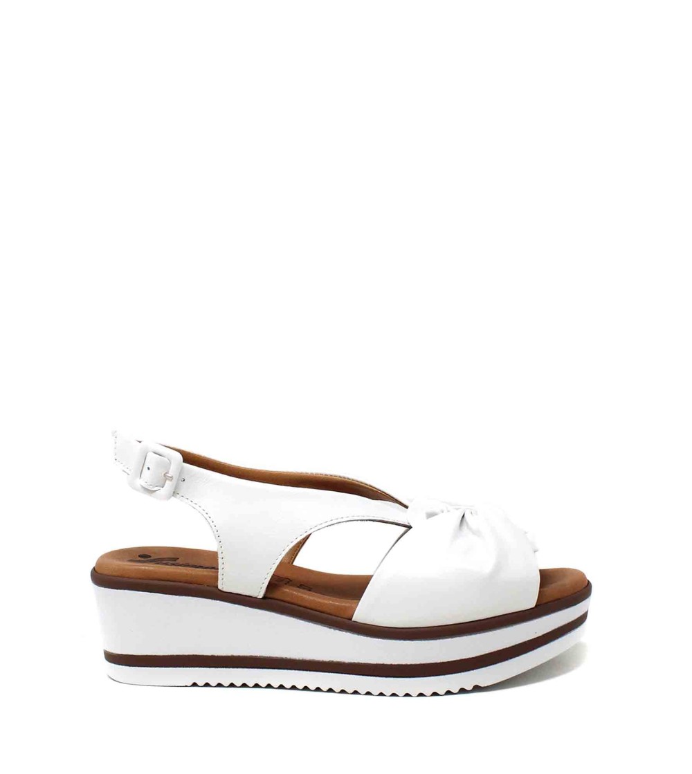 Susimoda Sandalo Zeppa Gel Rouge Intreccio Nappa Bianco