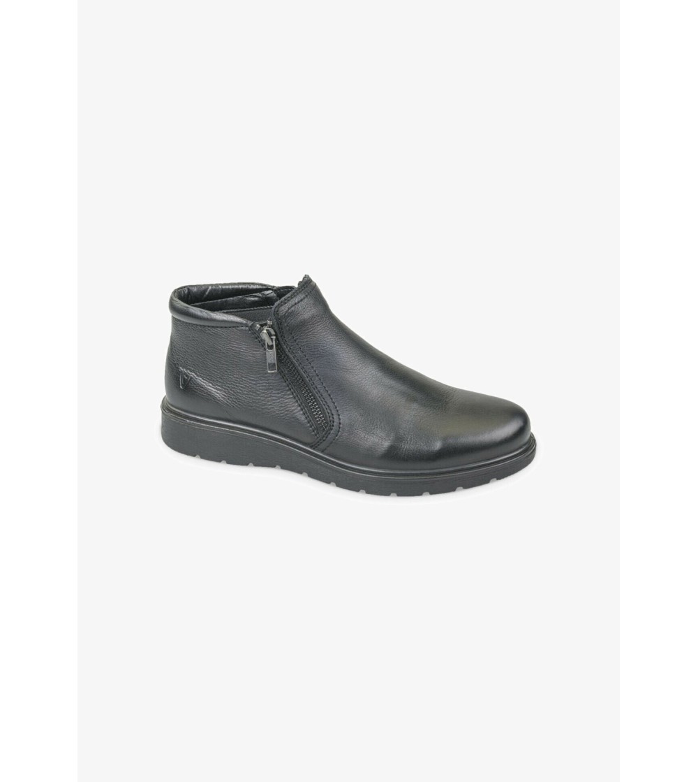 Valleverde Stivaletto Uomo Doppia Zip Liscio Nero