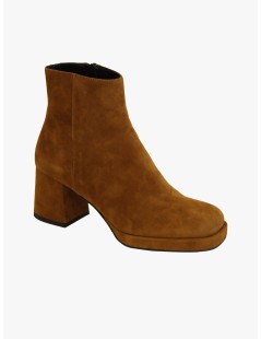 Noa Tronchetto Platform Tacco Squadrato Fasciato Camoscio Brandy