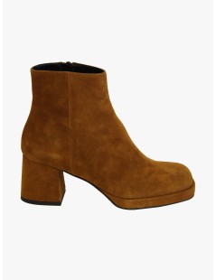 Noa Tronchetto Platform Tacco Squadrato Fasciato Camoscio Brandy